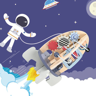 RocketQuest | Raumabenteuer für Kleinkinder - Holz-Aktivitätswürfel mit sensorischem Spielzeug